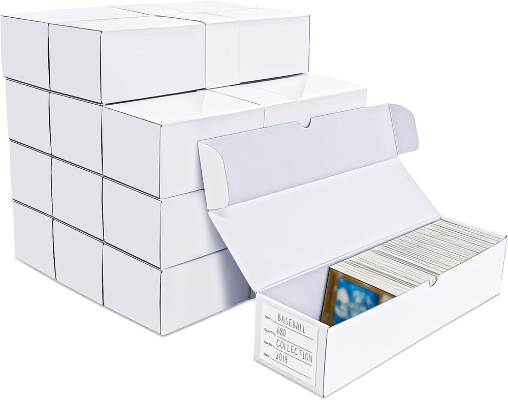 Trading Card Storage Boxes,8-Pack • Includes Dividers and Labels,14.4-inch Width