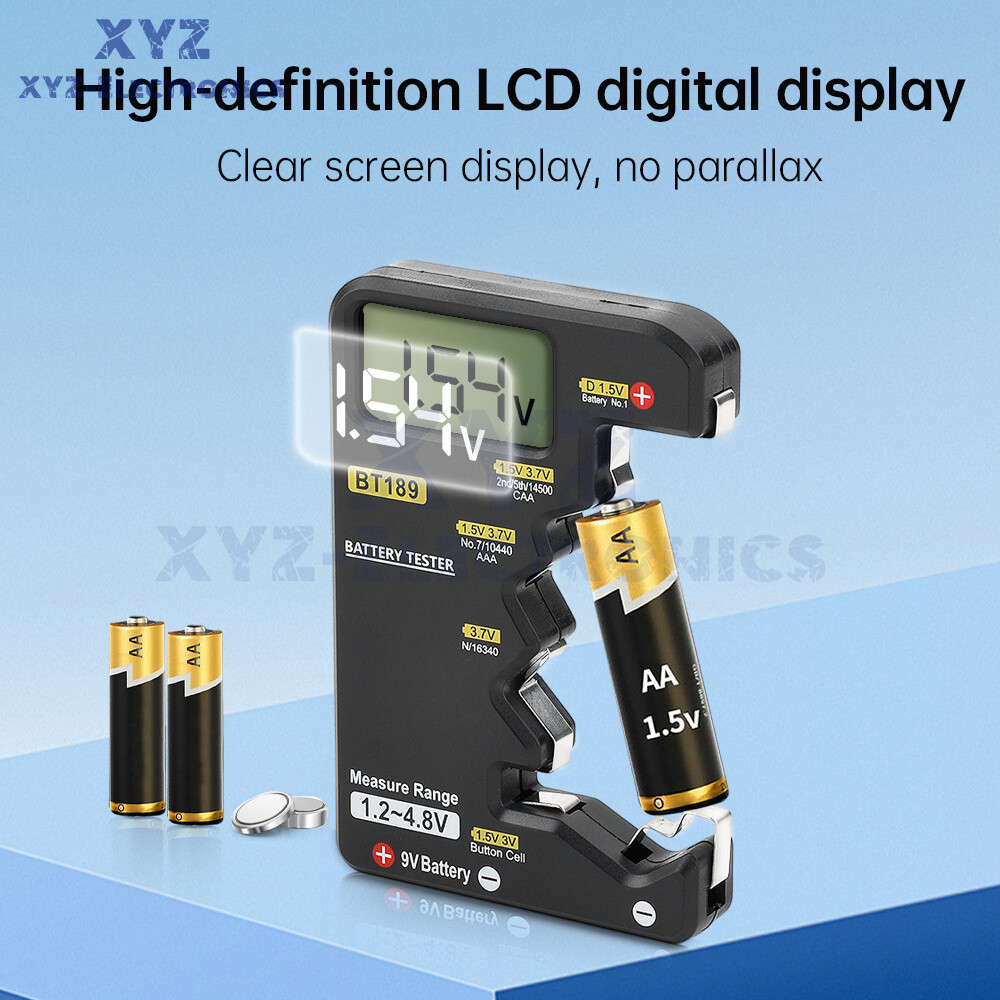 Digital Battery Tester Checker Electricity Indicator Universal AA, AAA 9V Button