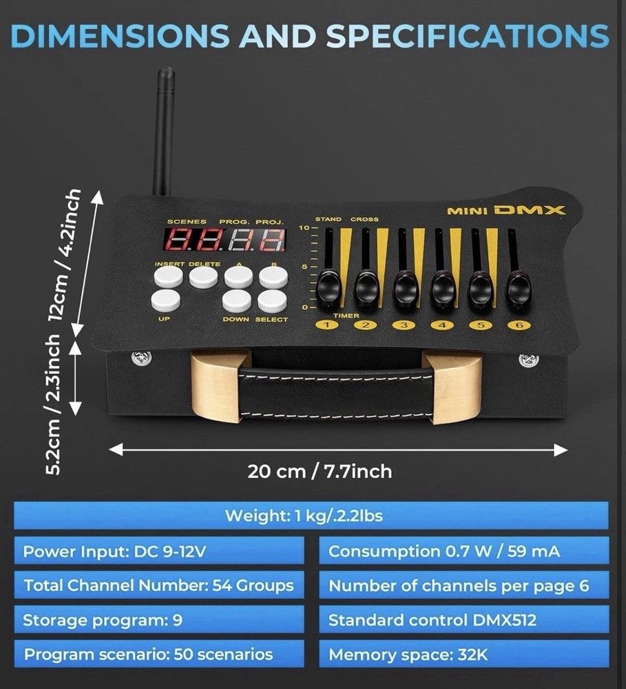 DMX Controller Mini Portable DMX 512 Controller with 3Pcs DMX Controller Dfi DJ