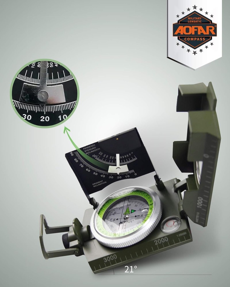 Compact Lensatic Compass AF-4074: Durable & Waterproof for Geology & Camping