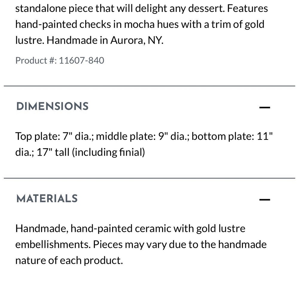 Mackenzie Child’s Parchment Check Ceramic Three Tier Stand