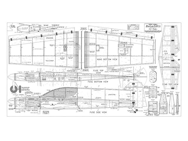 Balsa Nova 40 52" Wingspan RC Model Airplane Printed Plans Templates