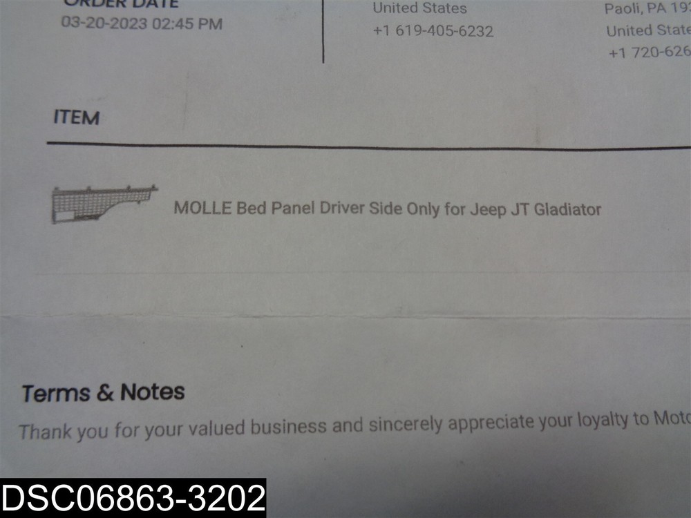 MB1119-02 Molle Driver Side Jeep Bed Panel