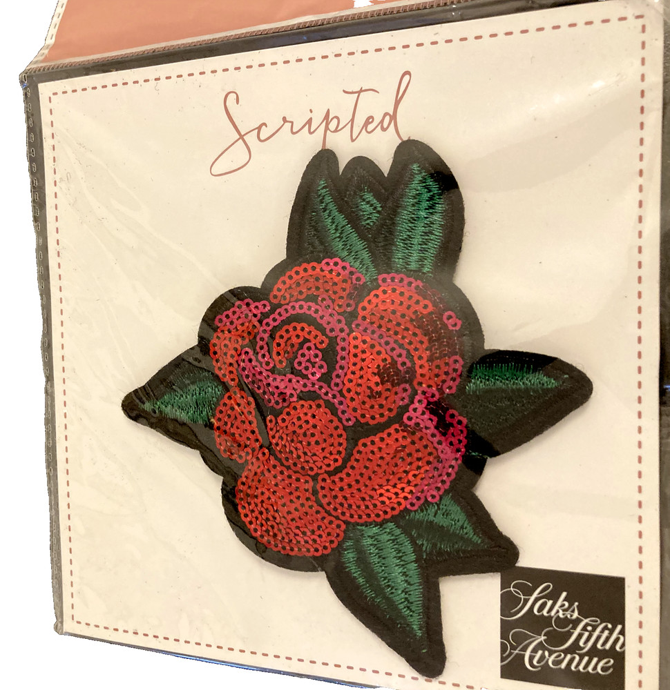 Rose Patch Pin Embroidery Sequence Grateful Dead Biker Reusable Saks 5th Ave.