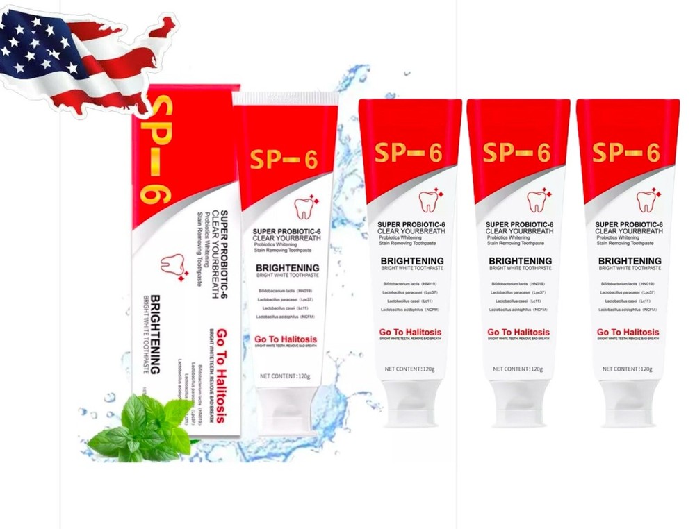 4Pcs Super Probiotic SP-6 Toothpaste, Probiotics Bright White Toothpaste, Sp 6