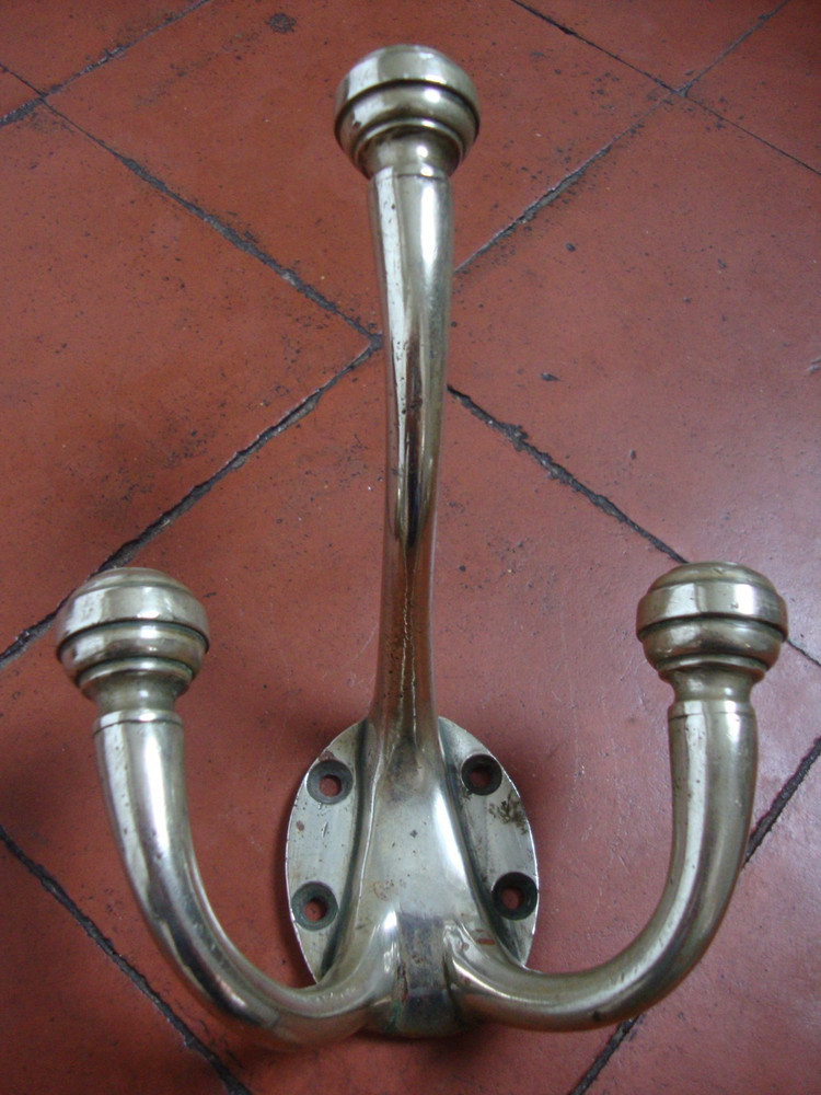 Antique superb quality German silver solid Nickel large coat hook