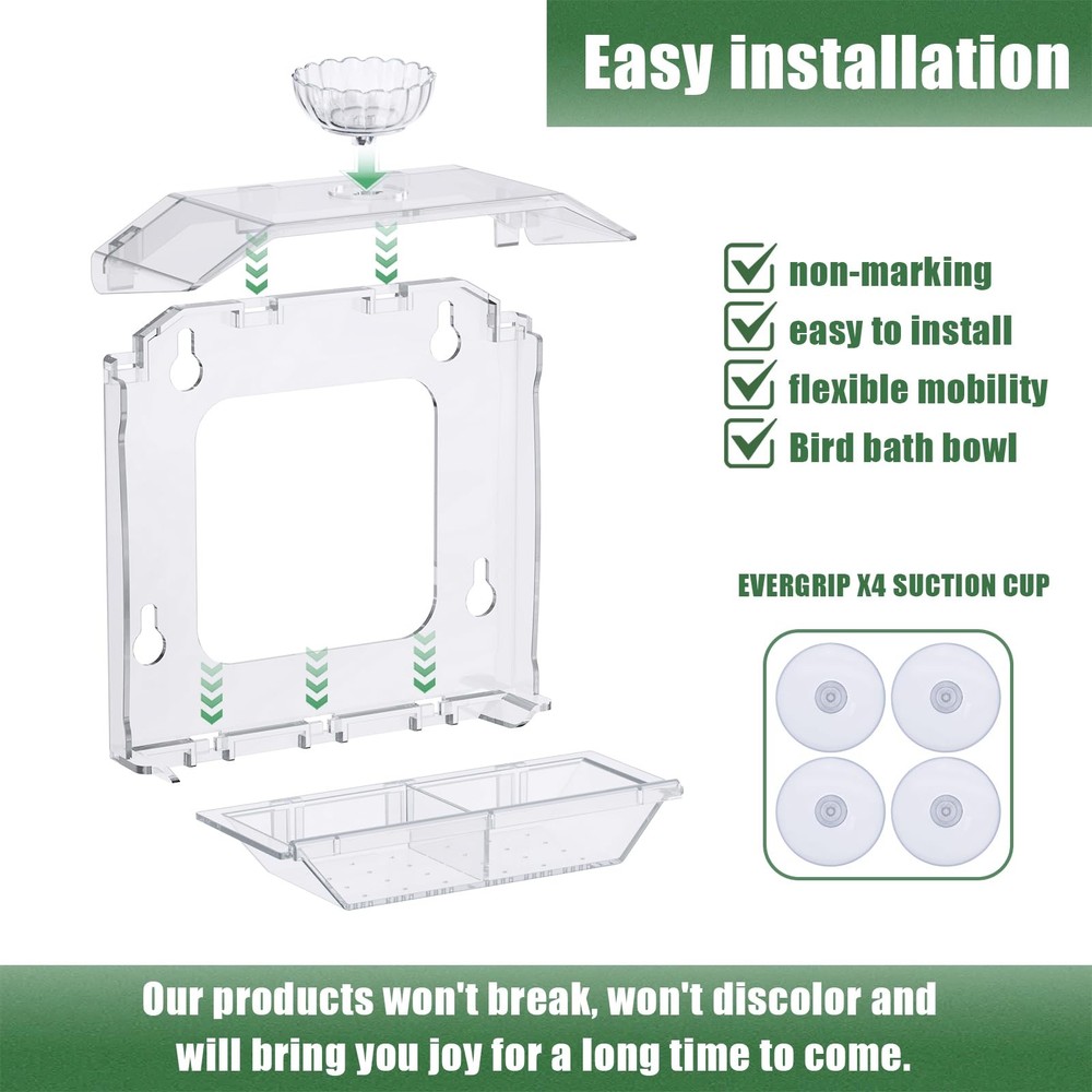 SVEDVK Clear Window Bird Feeder with Strong Suction Cups –