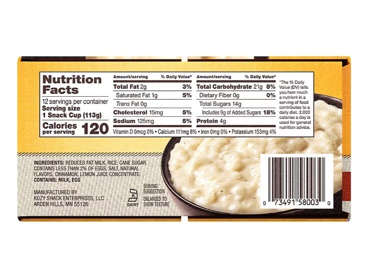 Kozy Shack Cinnamon Rice Pudding, 12 pk./4 oz.