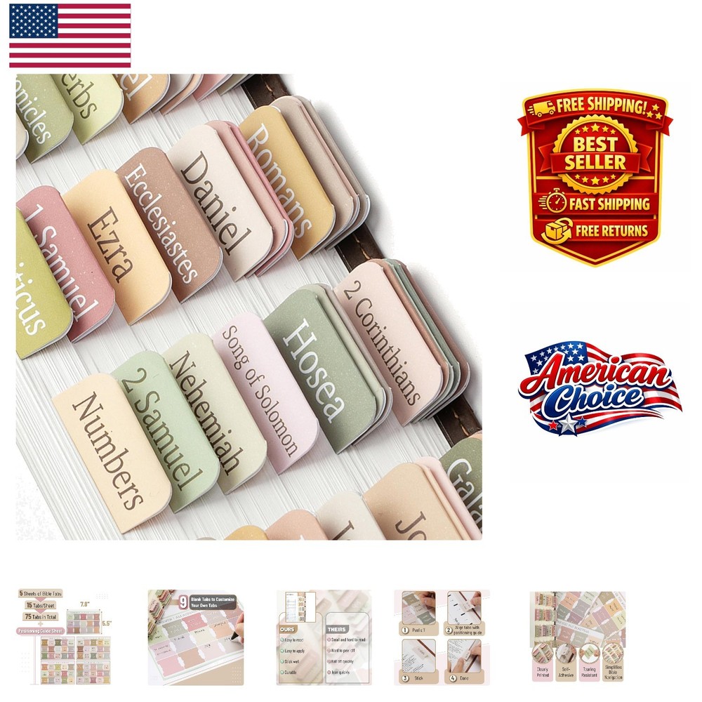 Organize Your Bible Elegantly with 75 Laminated Boho Tabs & Blank Custom Options