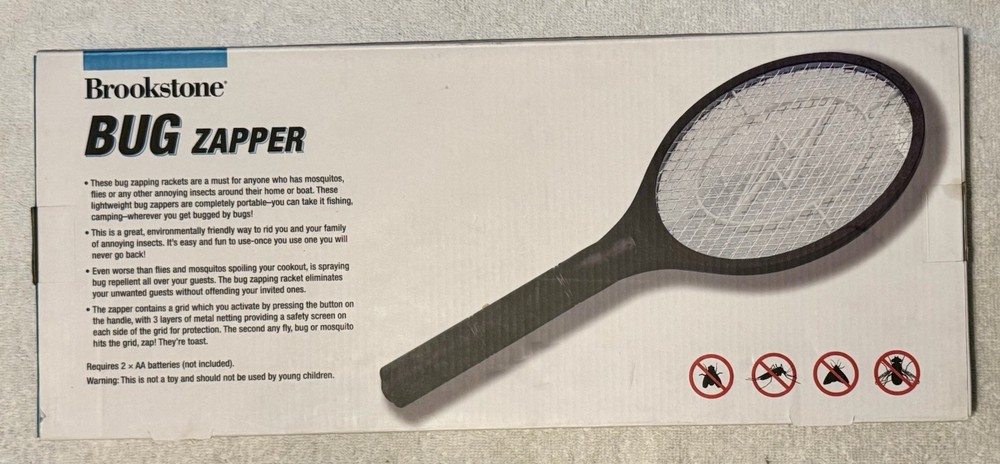 Brookstone Bug Zapper Racket Requires 2 AA Batteries