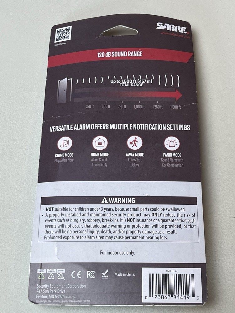 Sabre Elite Door Alarm: Security Sensor for Doors & Windows, Battery Operated