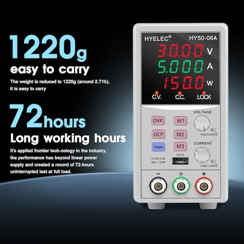 Variable DC Power Supply,0-50V 0-6A max150W Switching Regulated Bench Power