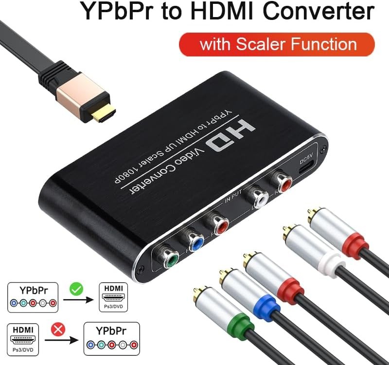 YPbPr to HDMI Converter with Scaler Function, Component Black