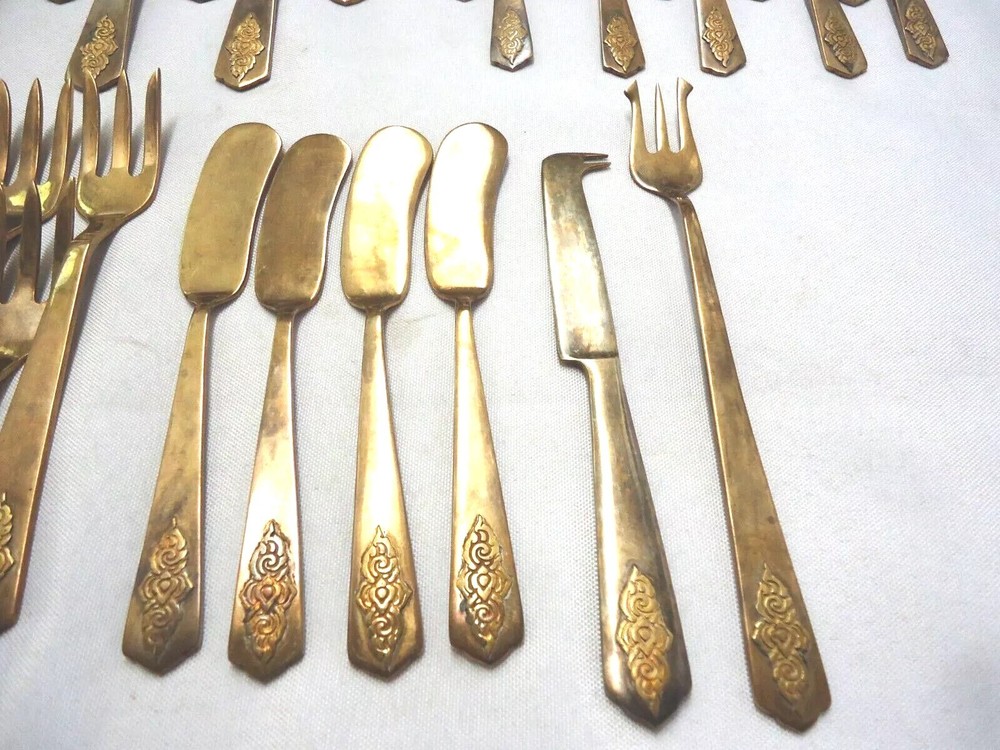 AMFARCO SIAM BRASS/BRONZE FLATWARE 50-PIECES