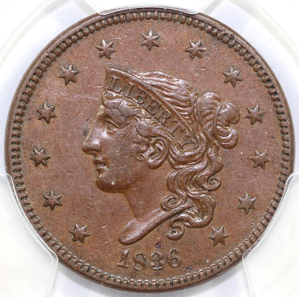 1836 1c N-7 Matron Head Large Cent PCGS AU 53
