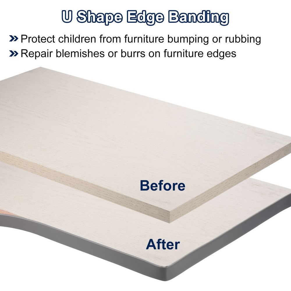 U-Shape Edge Banding 16.4ft Self-Adhesive Veneer Edging Strip (20mm Width)Grey