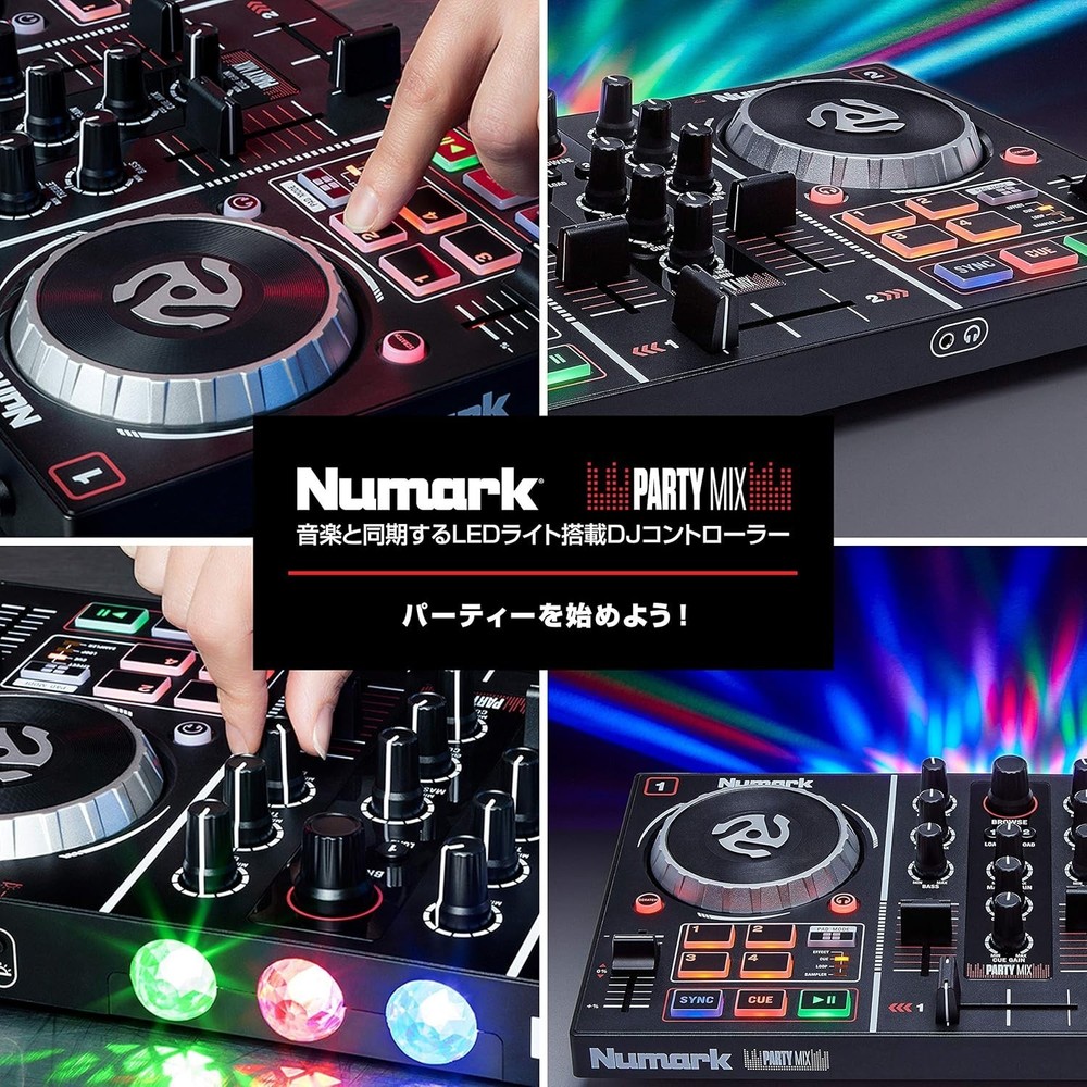 Numark Party Mix DJ Controller LED Lights Serato DJ Lite Portable
