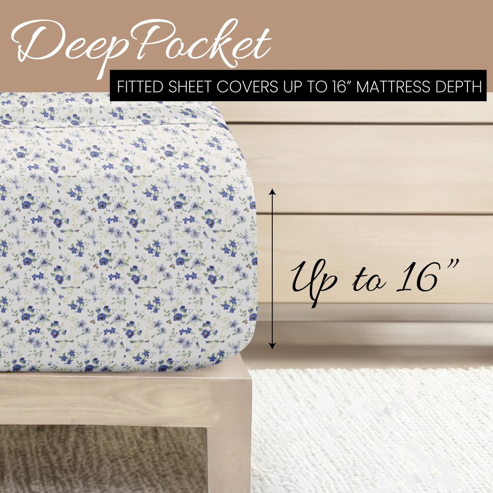 4 Piece Queen Sheet Set Breathable, DoubleBrushed Patterned Cooling Sheets –...