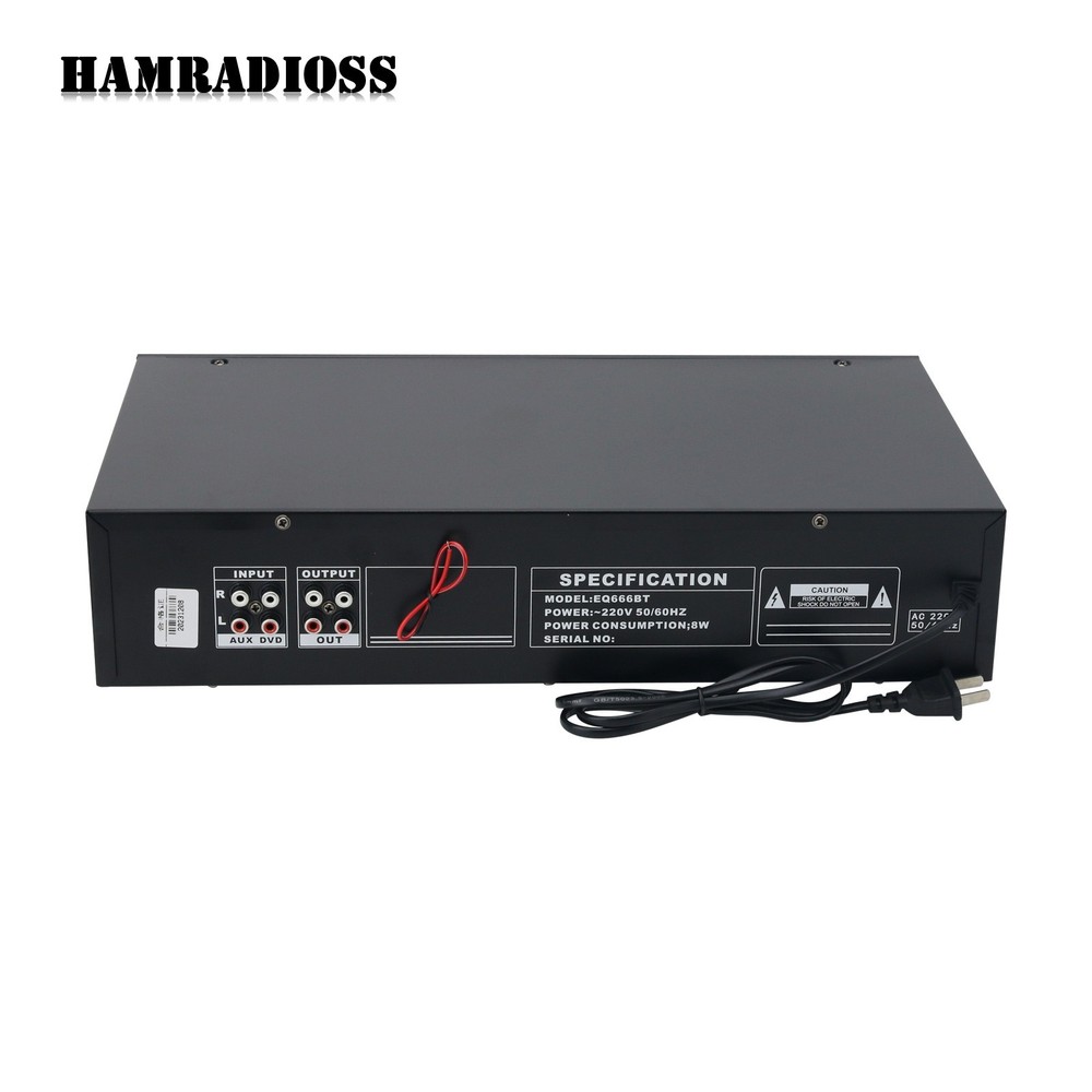 EQ666BT Dual 20-Band Stereo EQ Graphic Equalizer +4pcs Cable +Dual RCA Connector