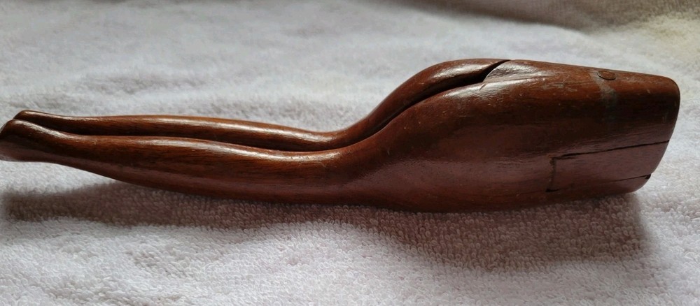 Vtg Solid Wood Nutcracker Lady Legs Hand Carved