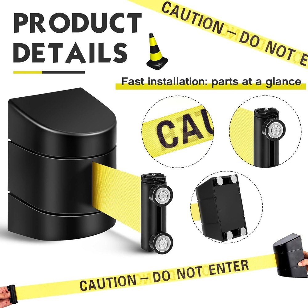 Magnetic Wall Mount Barrier Set, Caution Do Not Enter, 4 Pcs