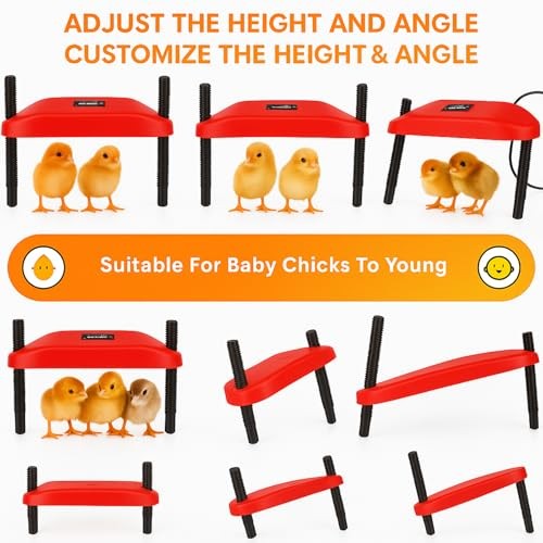 Adjustable 16x16 brooder Heating Plate for Baby Chicks, Providing Constant, red