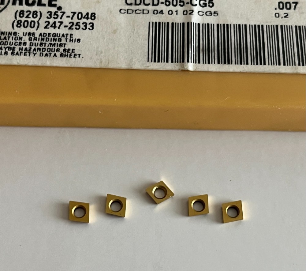 CIRCLE CARBIDE BORING BAR INSERTS CDCD-505-CG5 COATED GRADE SHOWN (5) INSERTS.