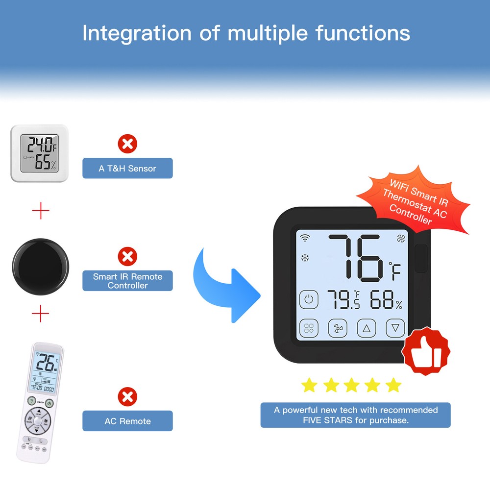 MOES WiFi IR Smart Air Conditioner Remote Controller LCD Touch Screen Thermostat