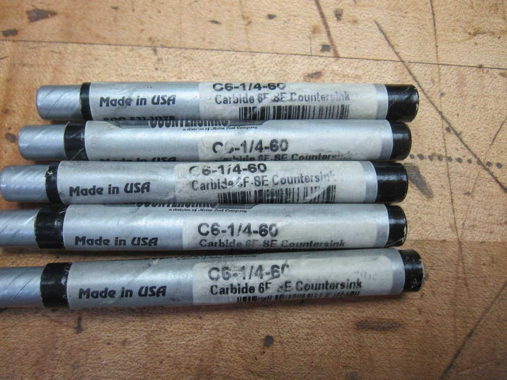 5pcs Countersinks C6-1/4-60 USA MADE 1/4" countersink solid carbide 6 fl 60 deg