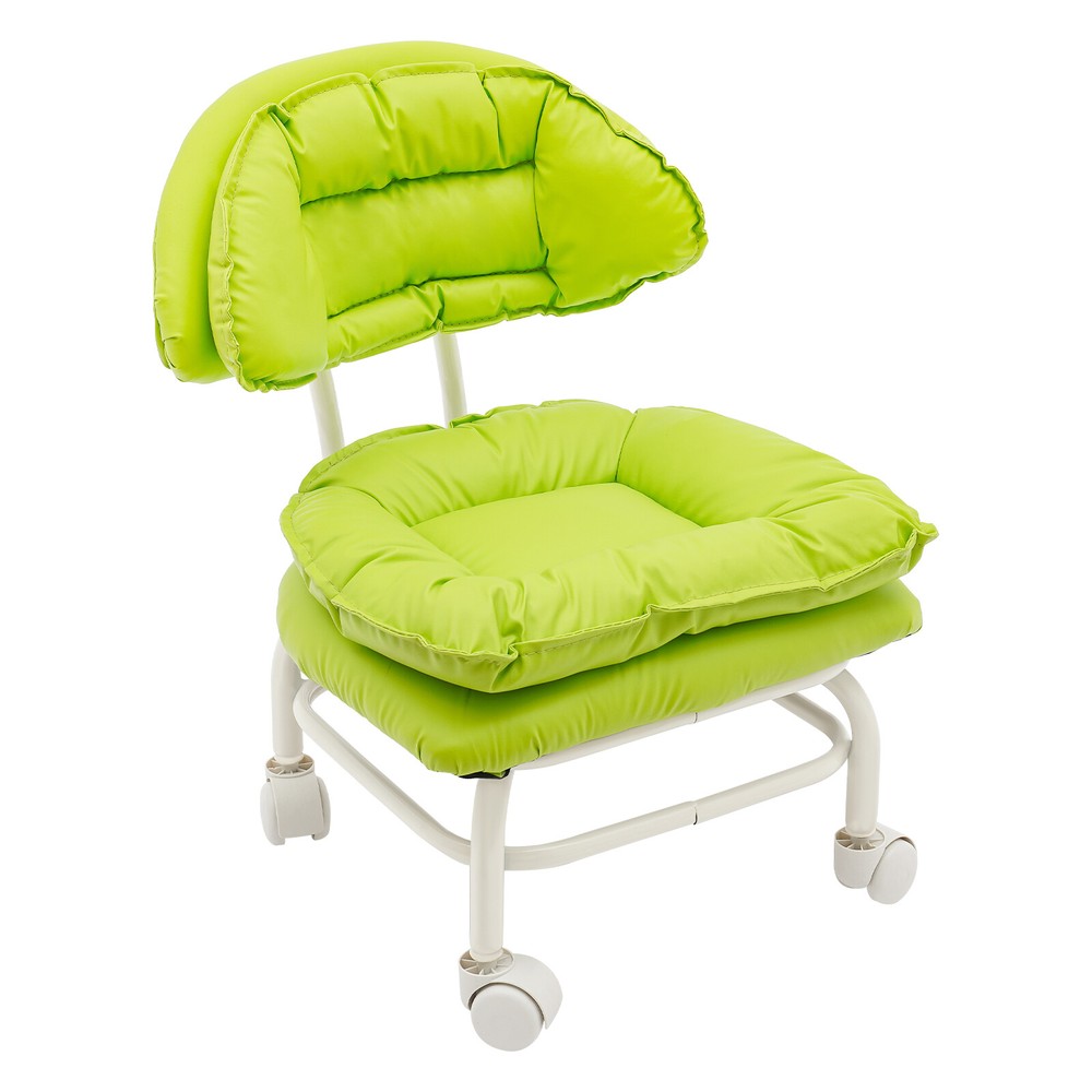 Green Rolling Stool with Back Rest Heavy Duty Rolling Stool Roller Chair