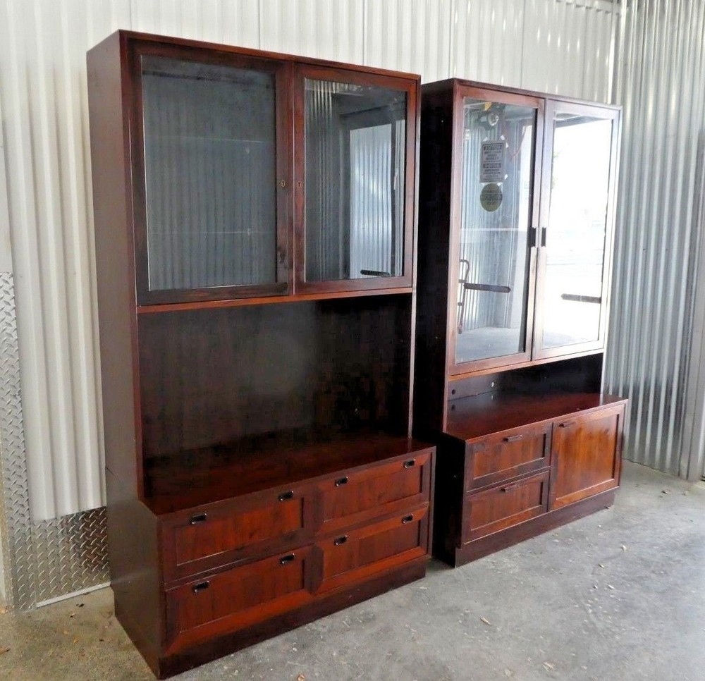 2 IMPOSING DANISH MODERN ROSEWOOD BOOKCASES WITH INTERNAL LIGHTING