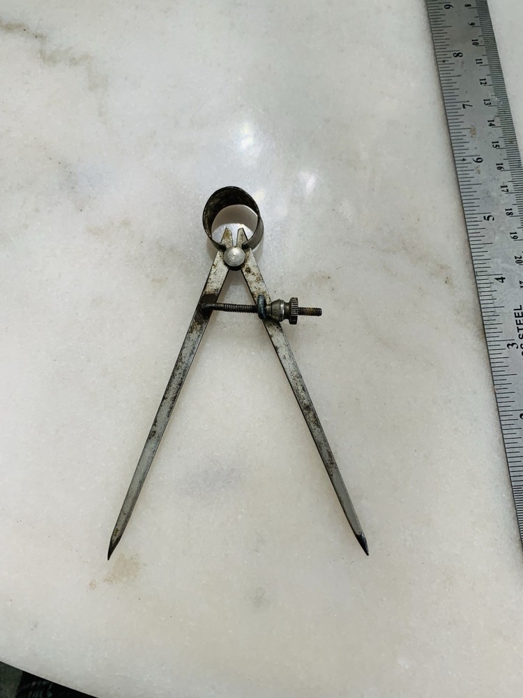 Drafting Compass And Geometry Rounder Vintage Used