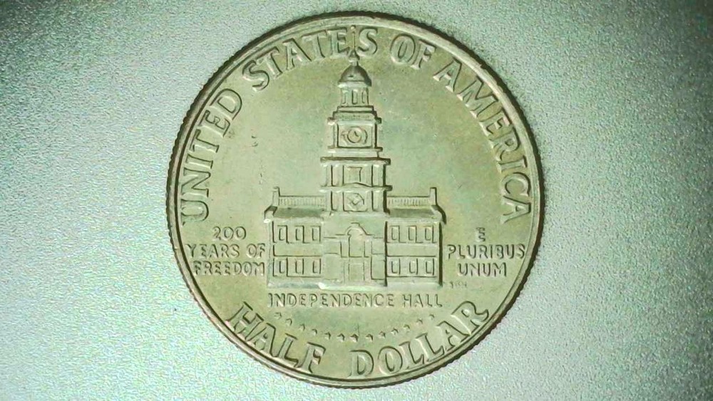 1976D Kennedy Half Dollar Error Coin - Filled "D" Mint Mark Error Obverse - 1221