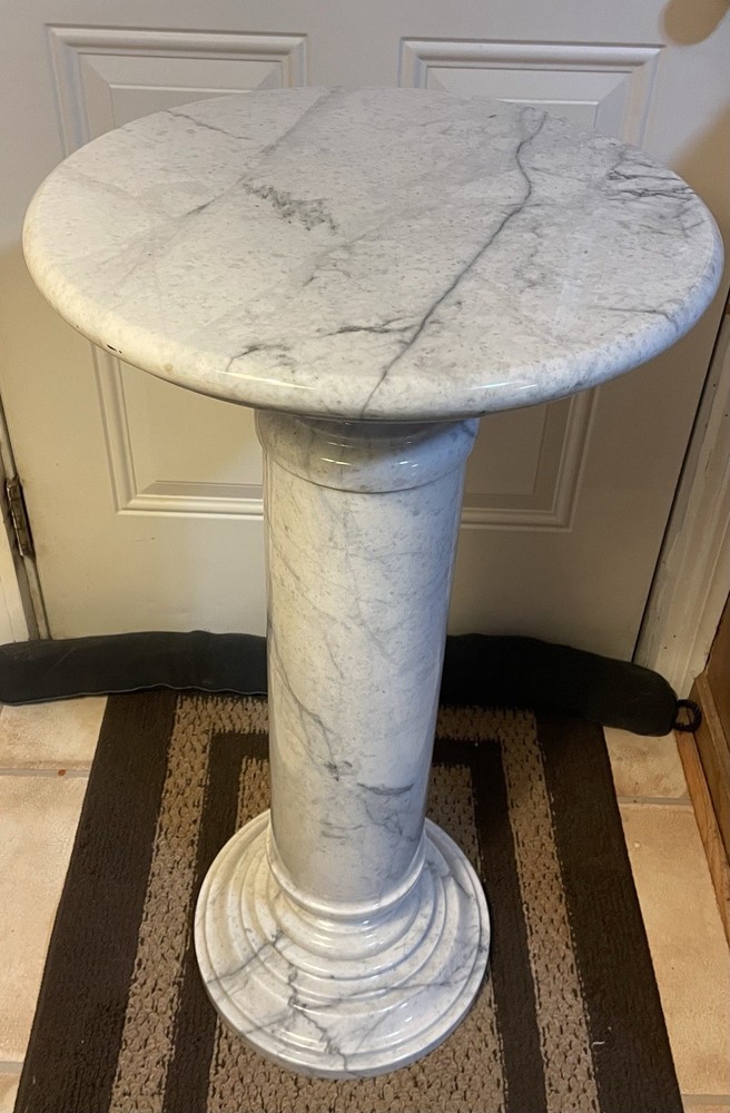 Vintage Solid Marble Pedestal or Column 32” Tall Very Heavy
