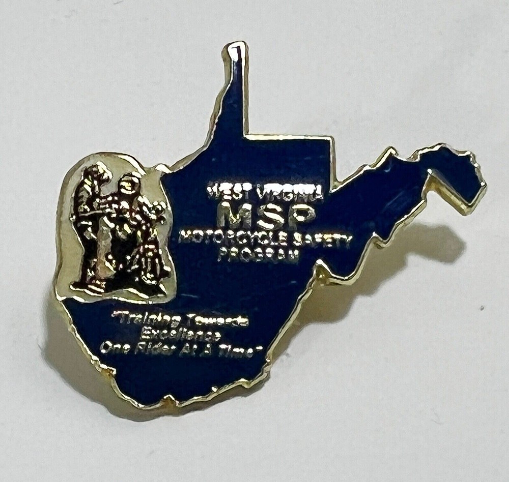 West Virginia MSP Motorcycle Safety Program Label Hat Pin (SEE PHOTOS)