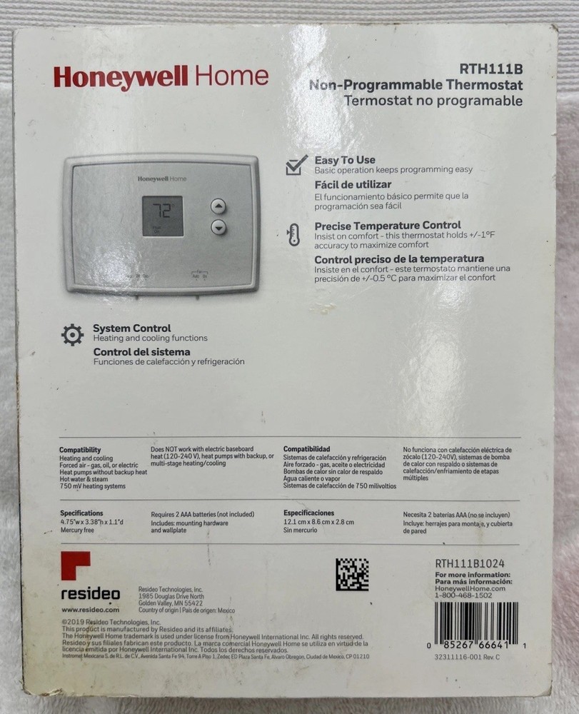 Honeywell non programmable thermostat RTH111B1024 VGUC