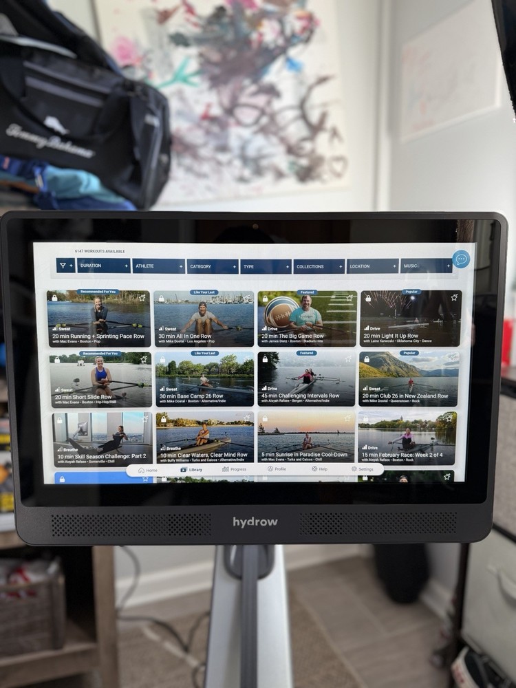 Hydrow Origin Rowing Machine Touchscreen Adjustable Seat Magnetic Gray