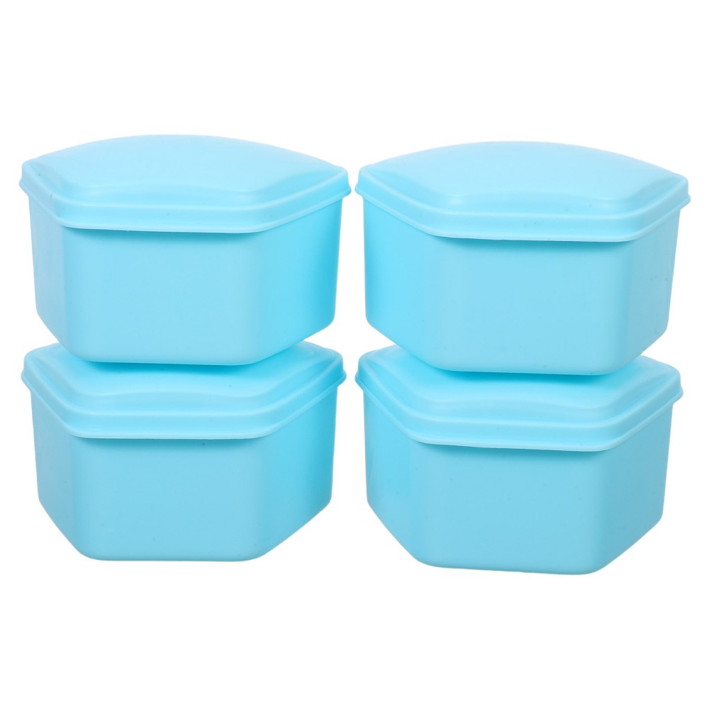 4 Pcs Denture Leakproof Case Retainer Cleaning Box for Retainers