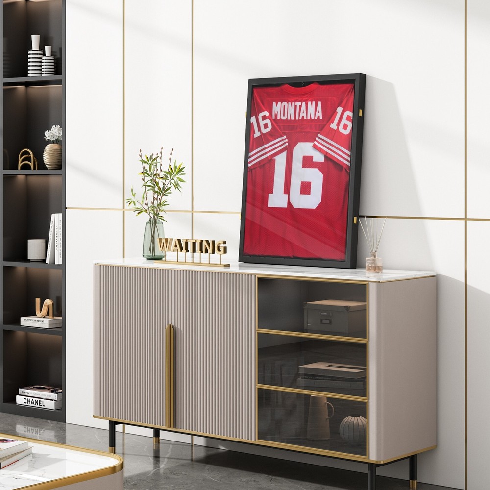 Sports Jersey Frame Box Display Case Rack Frame Locable Baseball Shadowbox Black