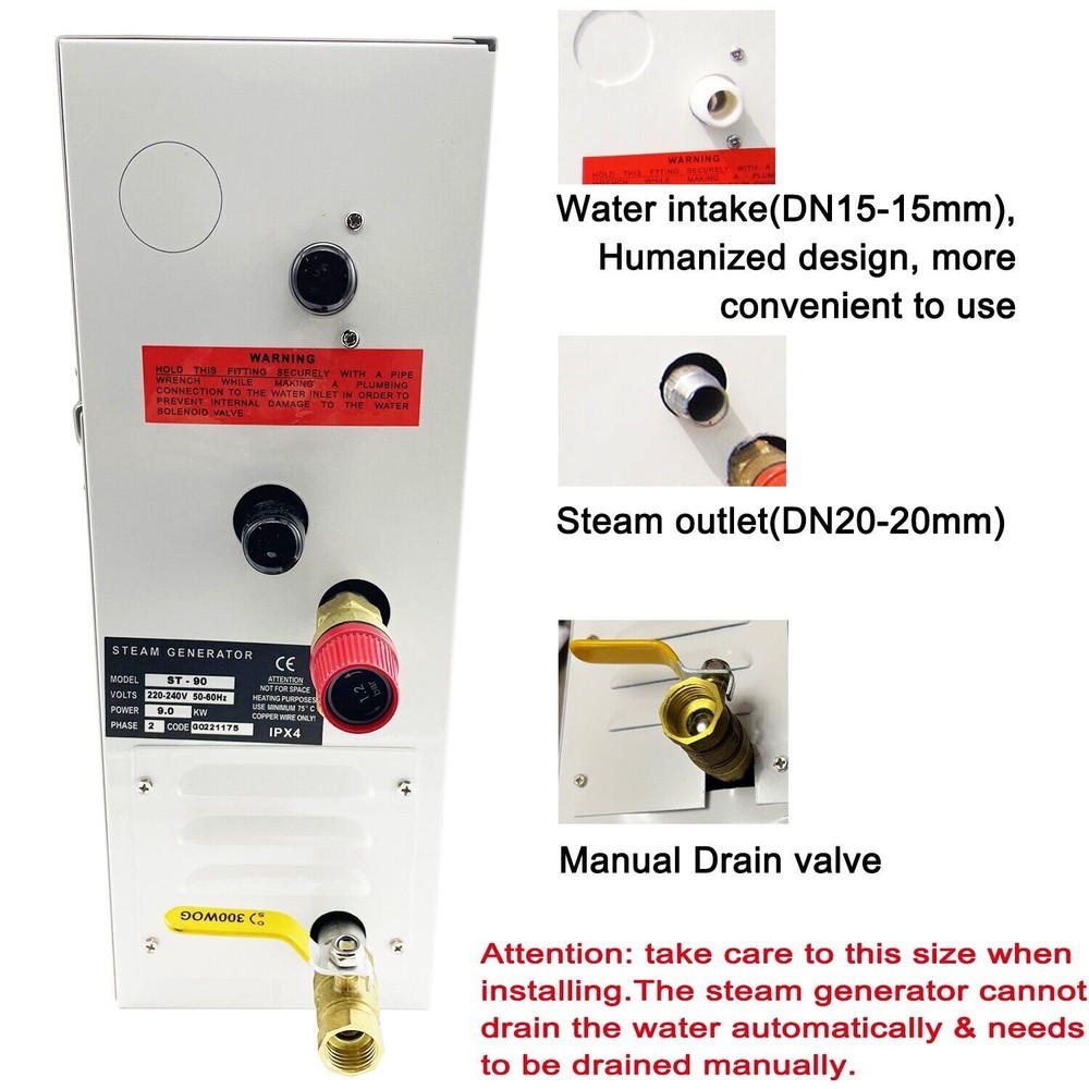 9KW SPA Steam Generator, Bath Shower System Enclosure Steamer Digital Screen