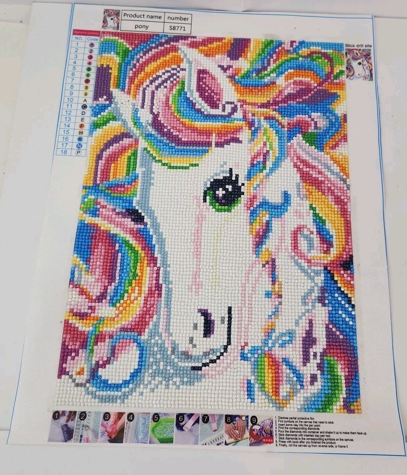 Completed Pony Bead Embroidery Scheme Pattern # S8771 Dimensions 16"x12".
