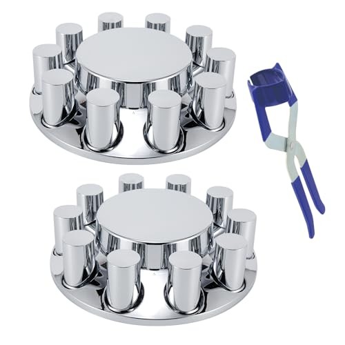ABS Chrome Plastic Front Axle Cover Kits with 33mm Thread-on 2 Set Flat Top