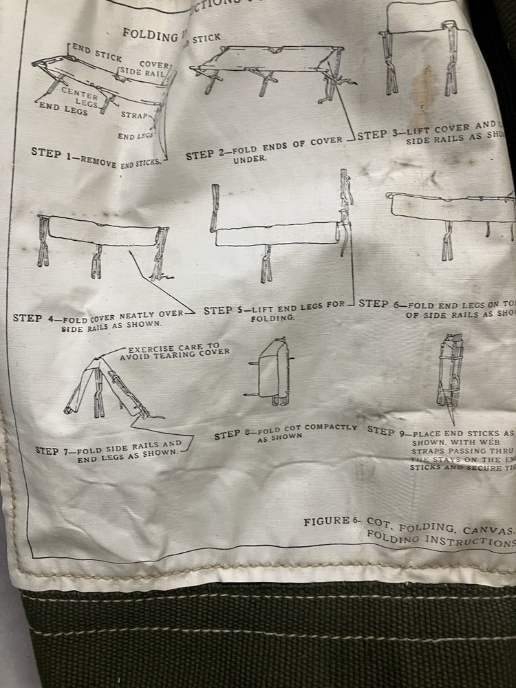 Vintage 1952 U.S. Army folding cot