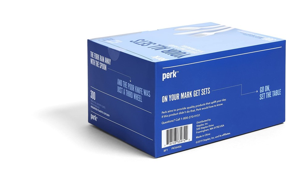 Perk Medium‑Weight Plastic Cutlery Set, 300 Count Bulk Disposable Utensils