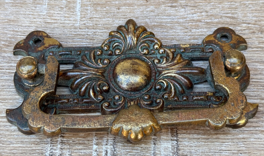 ANTIQUE LARGE BRASS DRAWER PULL HANDLE
