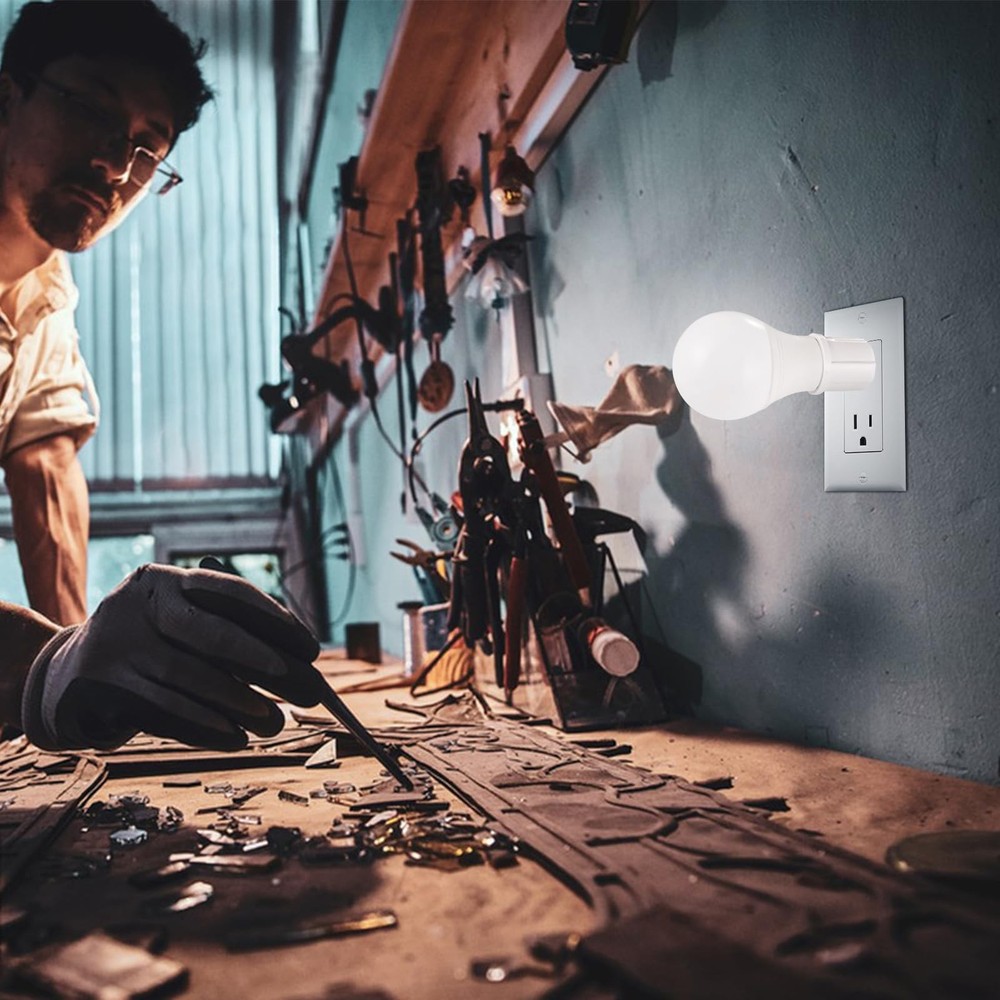 Outlet to Socket Adapter, Plug-in Light Socket, Convert 4-Pack, White Color