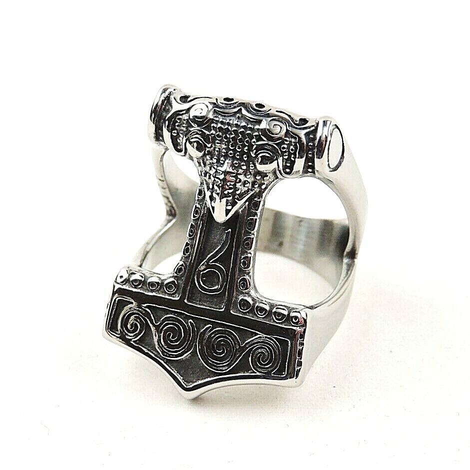 Stainless Steel Viking Hammer Ring - Free Gift Packaging