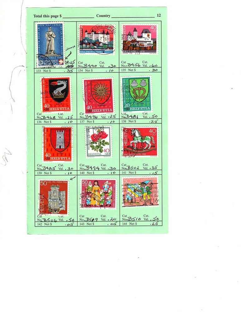 Switzerland 12 stamps vf used commemoratives