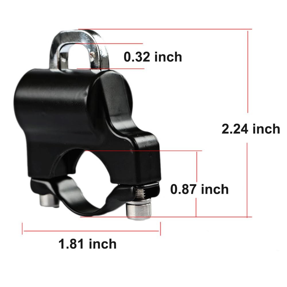 2 Pack Motorcycle Handlebar Helmet Lock 7/8" Universal Key Padlock Anti Theft Sa