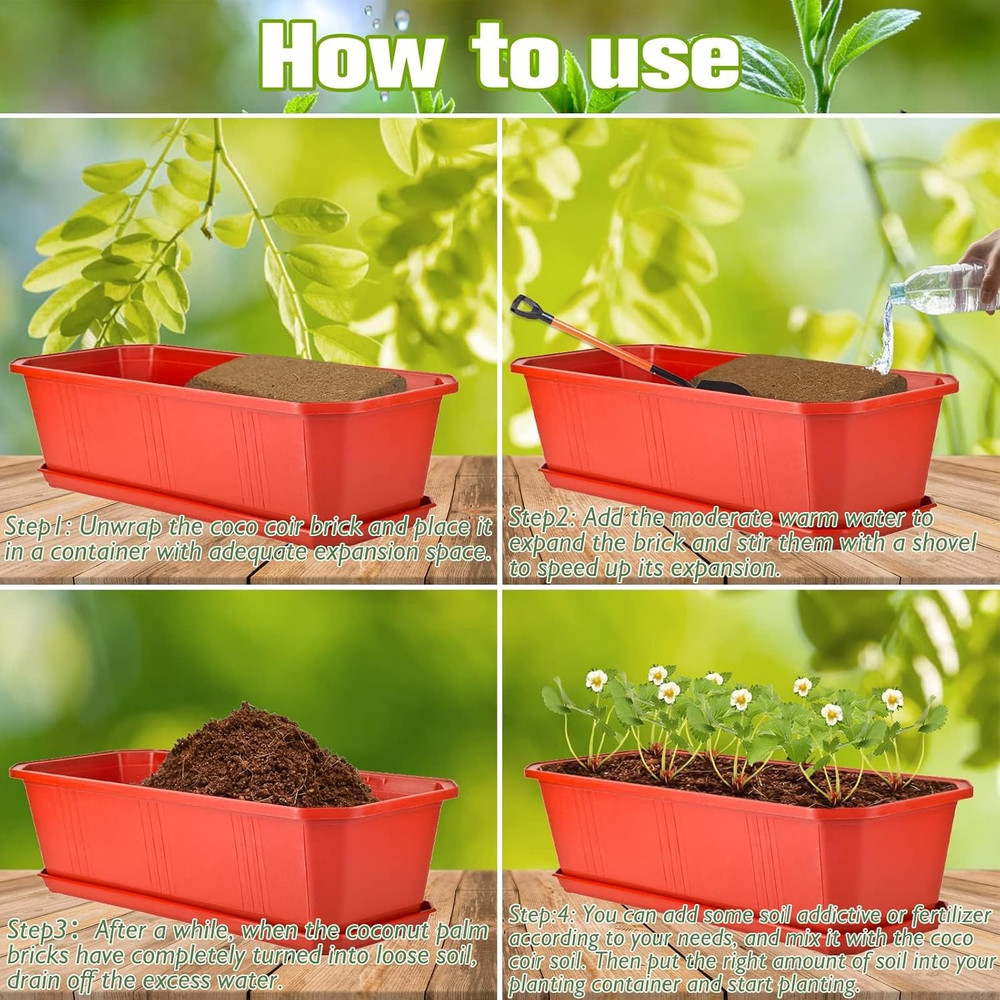 3 Pcs Organic Coconut Coir Bricks for Plants, Compressed Coco Peat Coir Brick Co